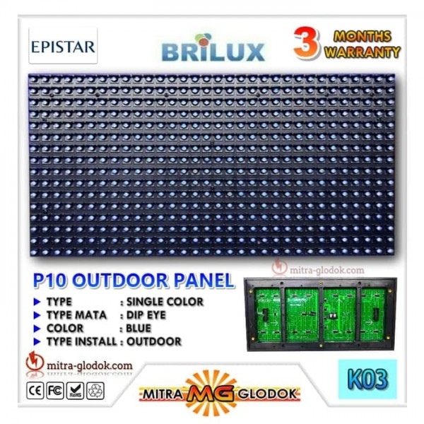 Panel Modul P10 DIP Outdoor Single Color | BLUE - BIRU
